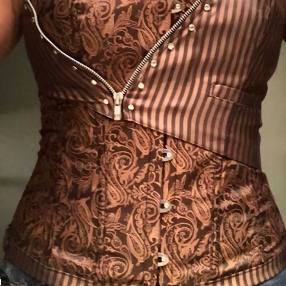Striped Brown Paisley Corset Blouse